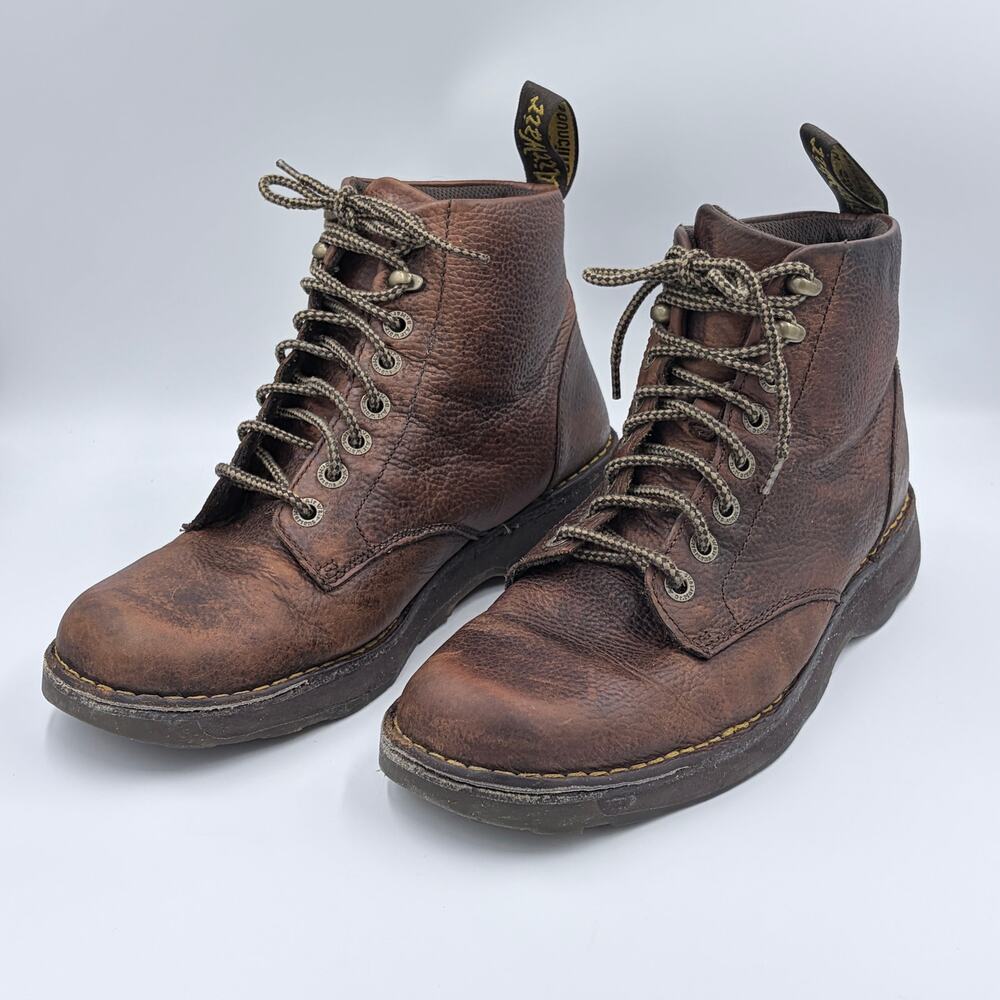 Dr Martens Men's Zachary Boots Brown Distressed Leather Granola Aesthetic sz 11